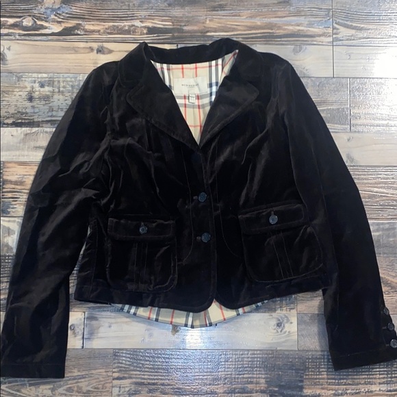 Burberry Brown Velvet Cotton Jacket Blazer size 12 - Picture 1 of 8